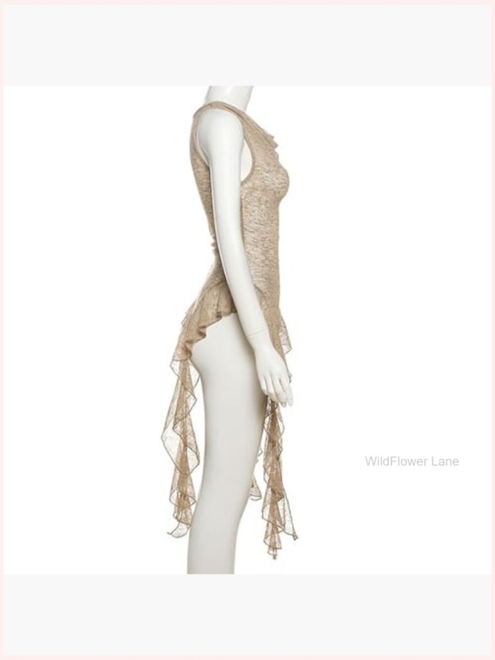 Sleeveless V-Neck Tank Top Asymmetrical Ruffle Hem Summer Blouse - Picture 5 of 6